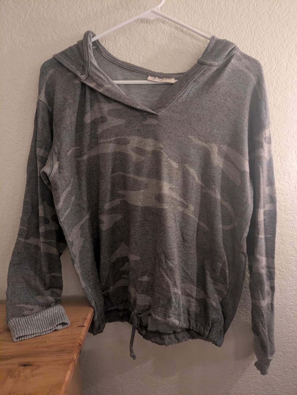78&Sunny Cozy Gray Camouflage Hoodie Sweater - Women